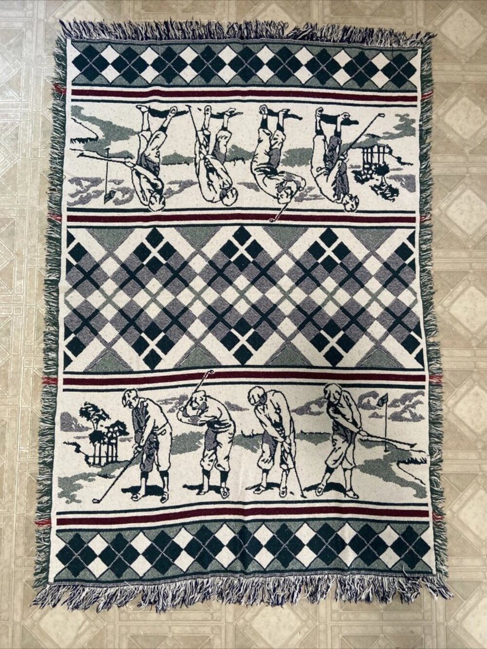Golf Tapestry Throw Blanket with Fringe 72" x 48"